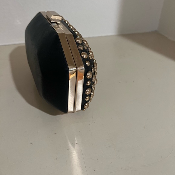 NEW. Blk leather gold studded clutch of crossbody! - Picture 4 of 12